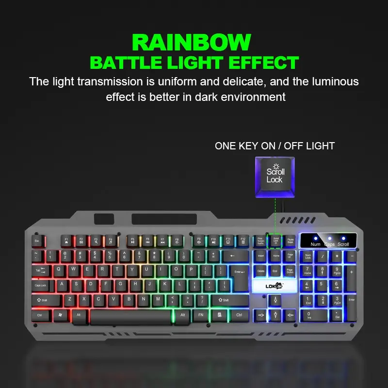 G12 Keyboard Gaming Set Gaming Mouse Keyboard Mechanical With RGB LED Waterproof For Pc keyboard hp Button Computer Peralatan 7