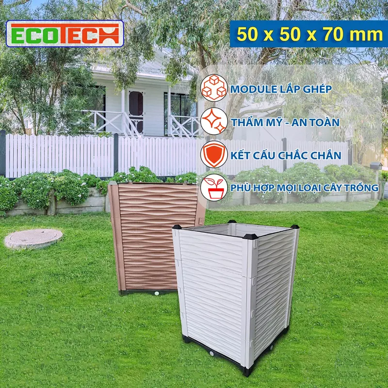 CHẬU GHÉP THÔNG MINH 50x50x70 Cm: Thẩm mỹ, kết cấu chắc, dễ lắp đặt, phù hợp mọi cây trồng đô thị. 0