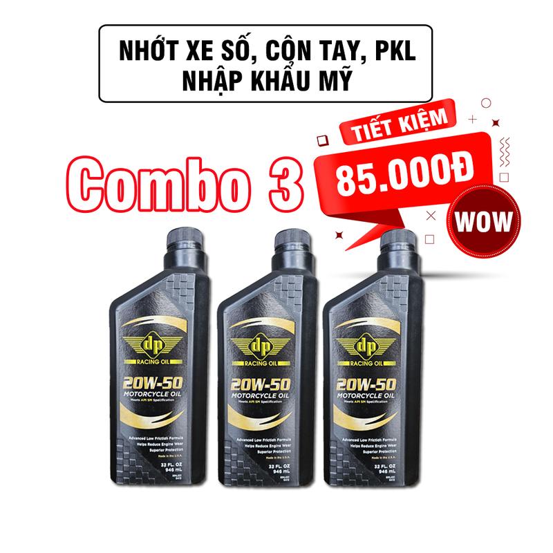 [Combo SIÊU TIẾT KIỆM] Dầu nhớt xe máy DP RACING OIL 20W50SM 1L – Xe số, côn tay, PKL