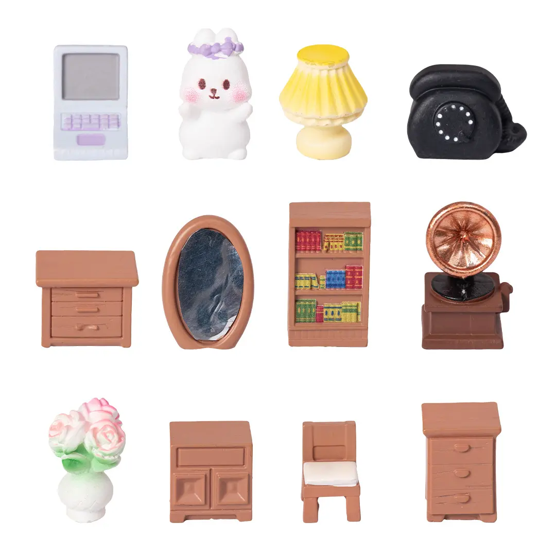 Miniature Landscape Creative Retro Study Living Room Furniture Ornaments Dollhouse Decorations Accessories Desktop Small Ornaments