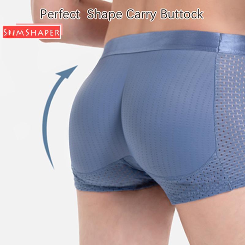 Quần Boxer Nam, Hông Độn Bọt Biển, Đồ Định Hình Cơ Thể, Nâng Hông, Kiểm Soát Bụng, Đồ Lót Thoáng Khí, Quần Lót, Quần Đùi Đạp Xe, Dành Cho Nam