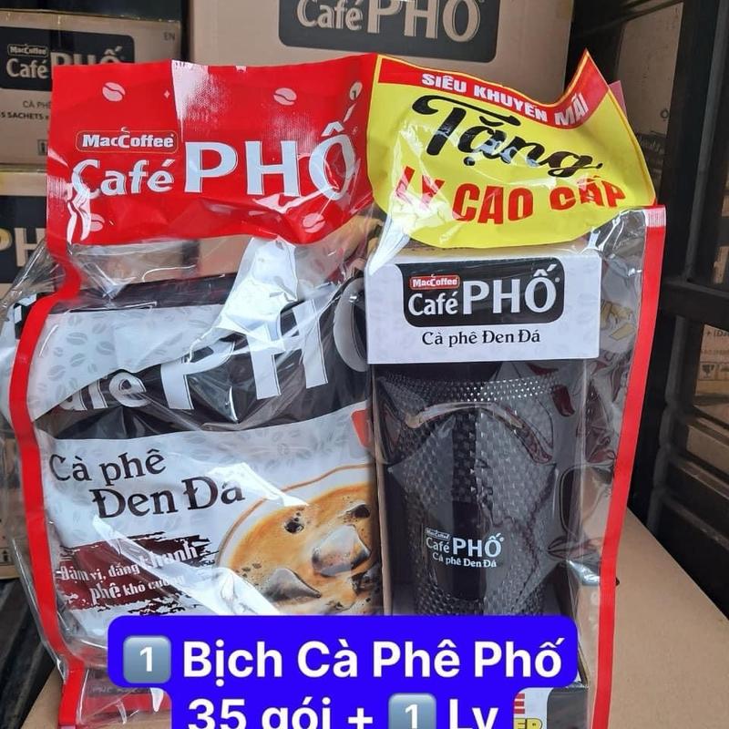 Cà phê đen đá Café Phố MacCoffee bịch 35gói x 16g tặng ly kim cương đen
