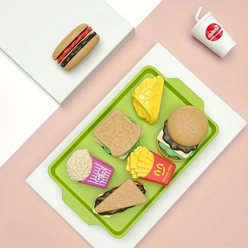 Simulated Plastic Fast Food Burgers Fries Toy for Kids, 1 Box Pretend Play Food Model Toys Kits for 4-12 Years Old Boys and Girls, Kids Stocking Filler 6