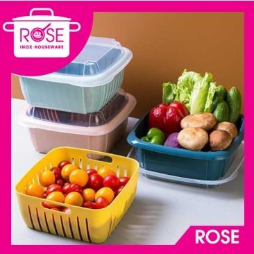  Bộ rổ nhựa kèm chậu có nắp đậy sạch sẽ tiện lợi - Bộ thau rổ có nắp bảo quản thực phẩm mẫu mới loại tốt 