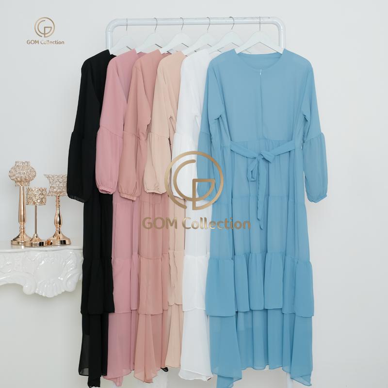 Zalwa Set Syari Gamis Set Hijab Pashmina Terbaru Dress Mewah 7