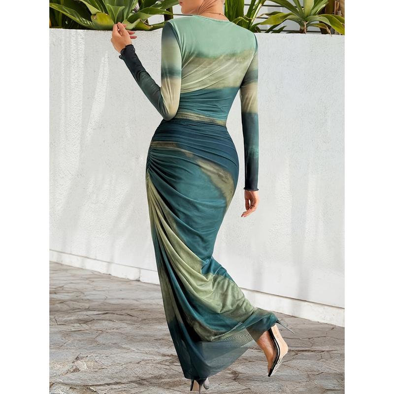 Crew Neck Color Block Mermaid Evening Dress Crew Neck Color Block Mermaid Evening Dress