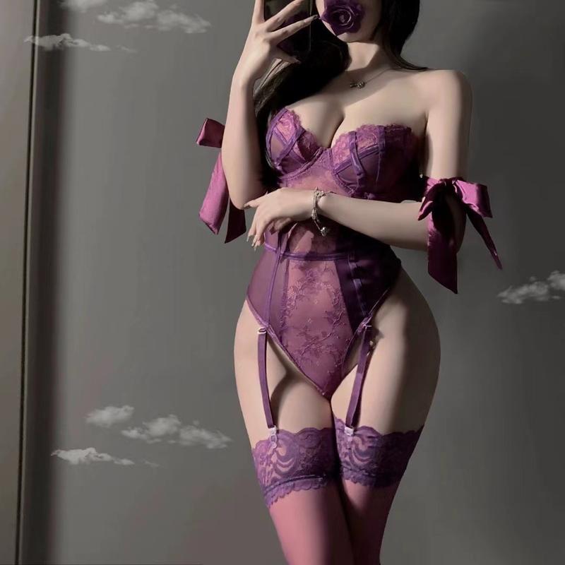 Product Introduction of Đồ Lót Gợi Cảm, Áo Jumpsuit Quần Ren Quyến Rũ Màu Tím, Bộ Đồng Phục Dễ Thương Và Gợi Cảm, Đồ Ngủ Miễn Phí, Cám Dỗ Nữ 3