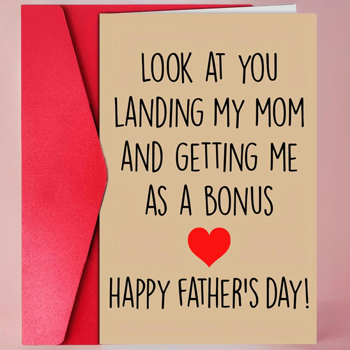 Funny Father's Day Card with Envelope, Creative Warm Text Pattern Greeting Card, Gifts for Men, Best Gift for Dad