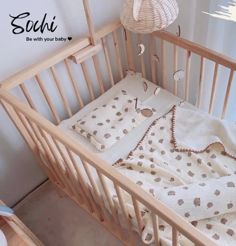 Gối chống bẹp đầu vải xô muslin cho bé 2