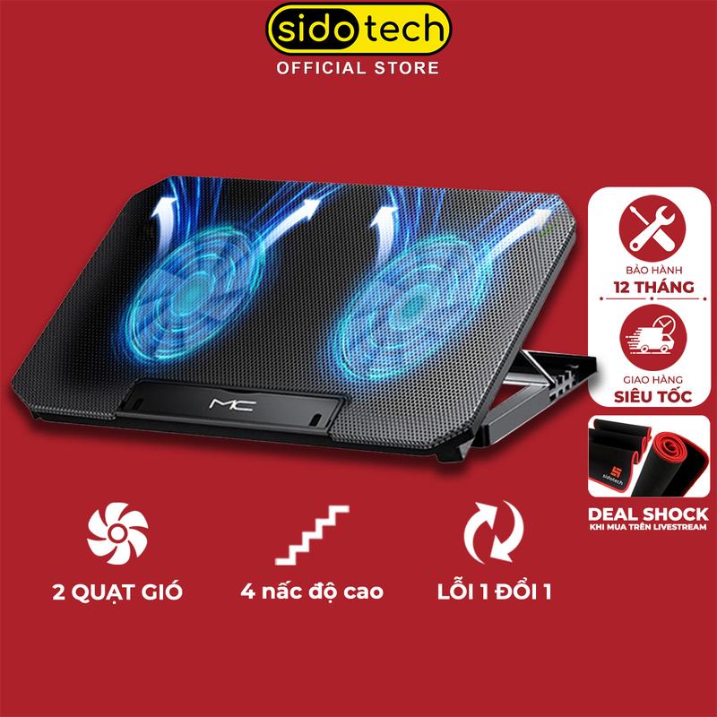 Đế tản nhiệt laptop máy tính bảng SIDOTECH Q100 làm mát nhanh với 2 quạt lớn chống ồn đèn led gaming giúp mát máy tăng fps giảm giật lag cho văn phòng game thủ