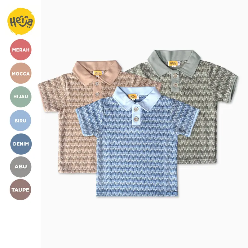 TETRIS SHIRT | POLO SHIRT ANAK motif Rajut - Kaos Polo Knit Kerah Anak Warna Polos Unisex Couple Pria Ayah | HEIJA 1