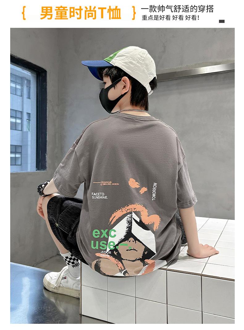 Product Introduction of Boys' Short Sleeve T-Shirt Summer 2025 New Children's Cotton Summer Boys' Trendy Top 2