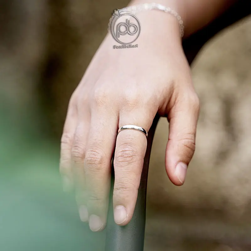 Cincin Perak Sterling 925 Asli Midi Lingkar Polos Medium Perhiasan