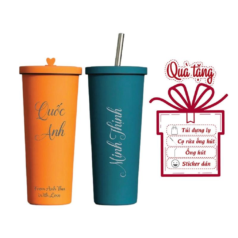 Ly giữ nhiệt pastel có khắc tên theo yêu cầu được làm bằng inox 304, dung tích 750ml, giữ nhiệt 6h-8h, bảo hành 3 tháng có tặng kèm bộ ống hút - cọ rửa - sticker và túi nhựa đựng ly cao cấp