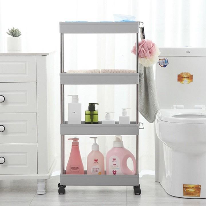 Product Introduction of Kệ nhà tắm, kệ nhựa 4 tầng spa và kệ để đồ đa năng có bánh xe dành cho nhà tắm, nhà bếp kitchen inox 4