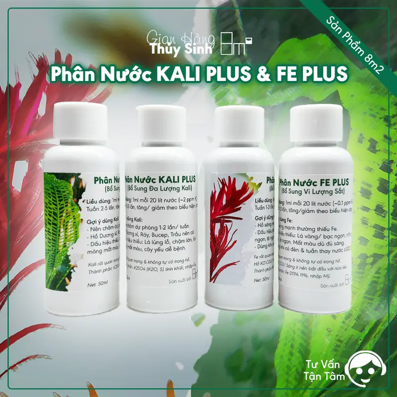 Phân Nước Bổ Sung Kali Plus, Fe Plus (Sắt) Cho Hồ Thủy Sinh | 8m2 0