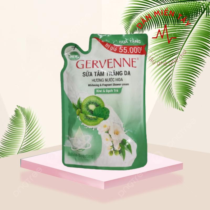 [Hàng Khuyến mãi] Túi Sữa tắm trắng da Gervenne Kiwi và Bạch trà 450g