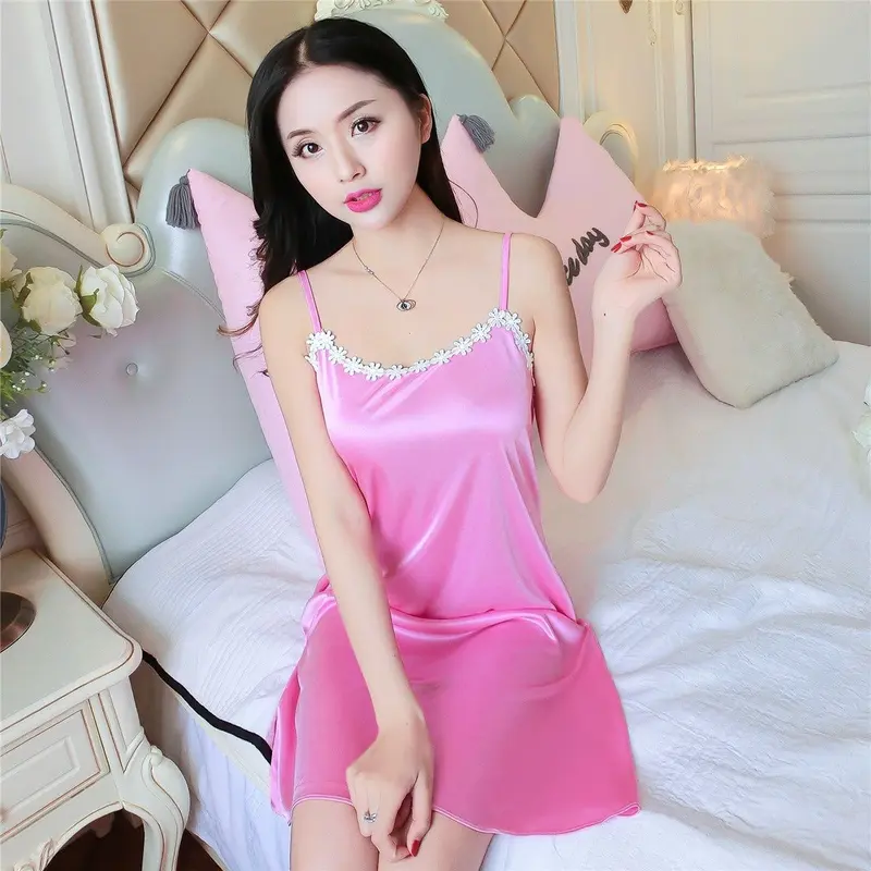 Váy Ngủ Lụa Lạnh Hai Dây Gợi Cảm, Bộ Sưu Tập 2024, Thích Hợp Cho Phụ Nữ Trẻ Và Nam Giới Nhỏ Dáng Ôm, Đồ Ngủ, Thích Hợp Cho Nhóm Cỡ Nhỏ, Đồ Mặc Nhà, Cỡ Nhỏ S Nhung Dress 3