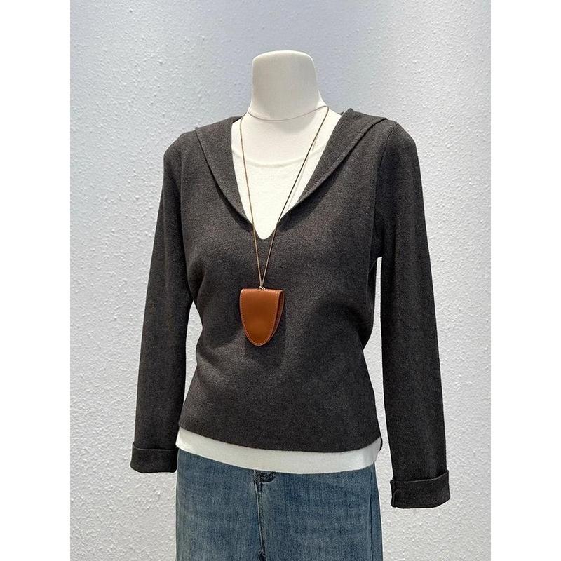 Áo Hoodie Sơ Mi De Lông Cừu, Thiết Kế Đẹp OOTD, Giả Hai Lớp, Dài Tay, Áo Cánh Nữ, Hàng Mới Về Mùa Thu, Ấm Áp, Có Thể Mặc Bên Trong Áo Cánh 4