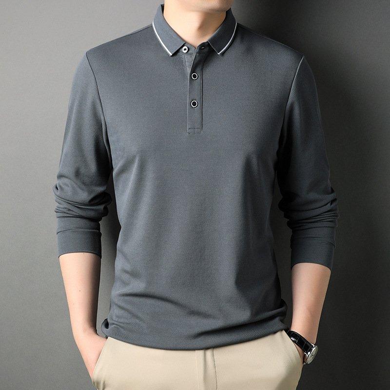 Áo POLO dài tay nam,áo thu đông nam chất liệu poly thể thao co giãn Menswear Shirt Có Cổ Tay Dài