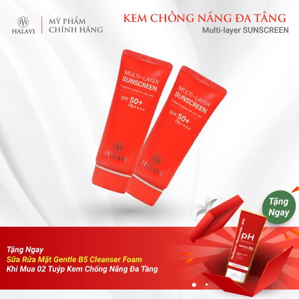 [2 tặng 1 tuýp sữa rửa mặt Gentle B5 Cleanser Foam] KEM CHỐNG NẮNG ĐA TẦNG NÂNG TÔNG