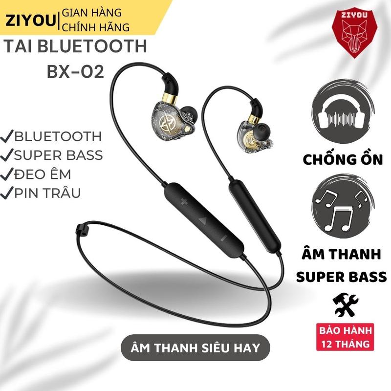 Tai Nghe Bluetooth Không Dây Quàng Cổ Ziyou BX-02 Pin Trâu, Âm Thanh Vòm 8D Super Bass