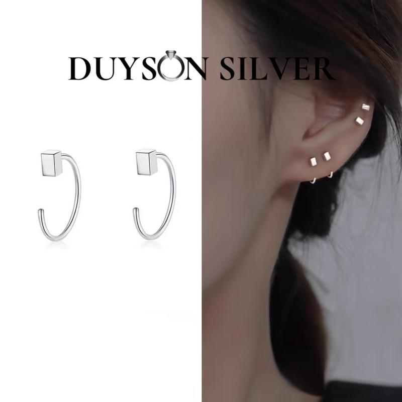  Bông tai bạc nữ DUYSON SILVER Khuyên tai bạc 925 nữ dạng vòng xỏ đeo vành tai cá tính  1 CHIẾC   KCKX5  