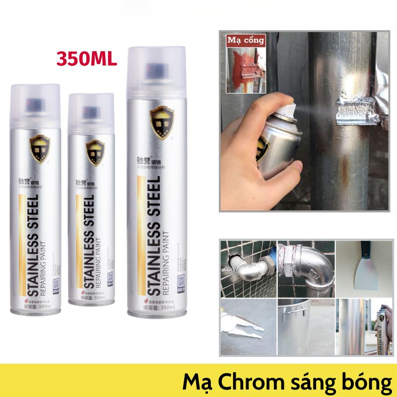 sơn xịt bạc-nhanh khô-hiệu quả lâu dài, không dễ rơi ra, sơn xịt bánh xe ô tô 350ML, sơn mạ crôm 0