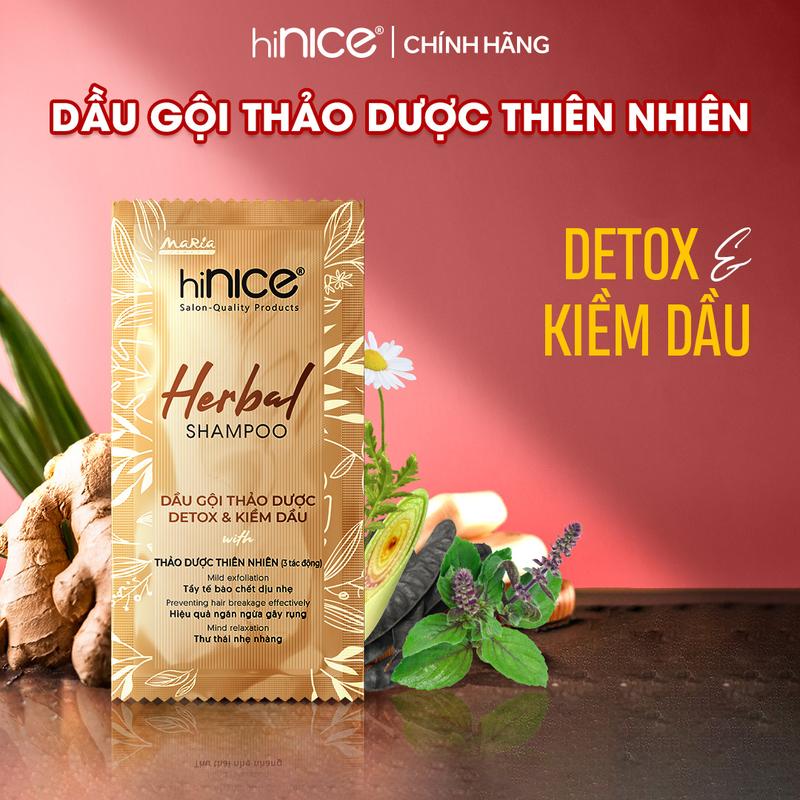 Gói Dầu Gội Tinh Dầu Thảo Dược Thiên Nhiên hiNICE Herbal Shampoo Hỗ Trợ Detox & Kiềm Dầu Da Đầu