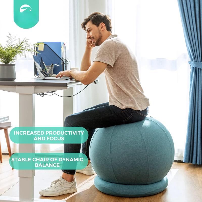 TikTok Shop ProBalance Ball Chair Yoga Ball Chair Exercise Ball Chair with Slipcover and Base for Home Office Desk Birthing Pregnancy Stability Ball Balance Ball Seat to Relieve Back Pain