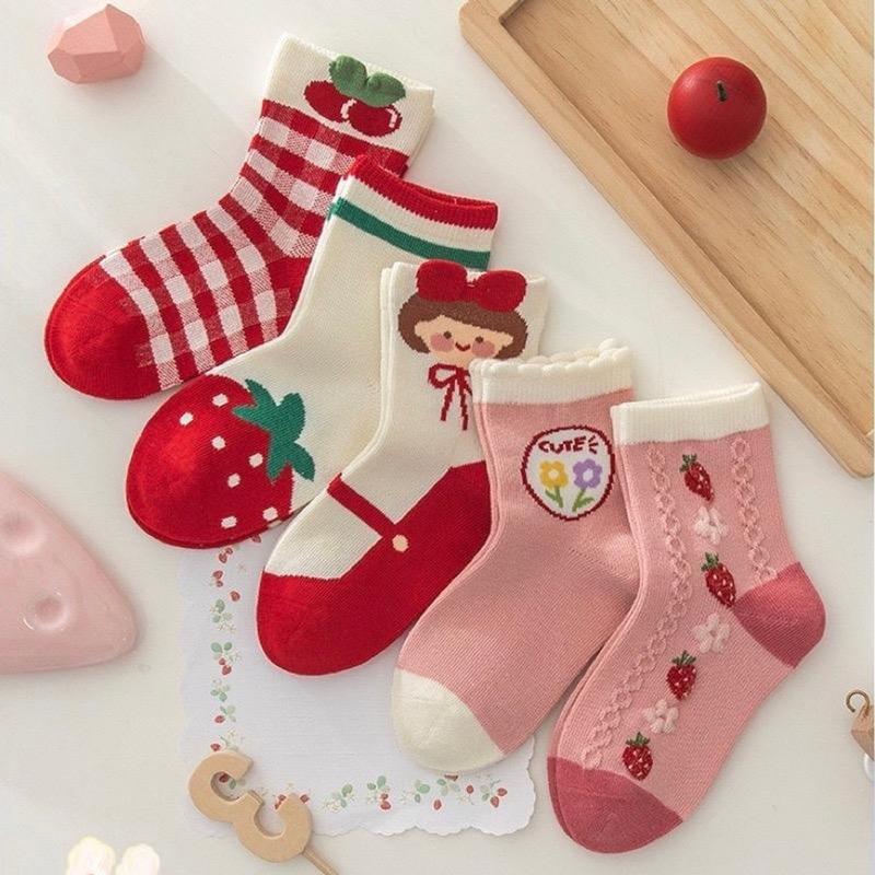 Tất Quả Dâu Cô Gái Cổ Cao Cho Bé Gái Siêu Xinh.