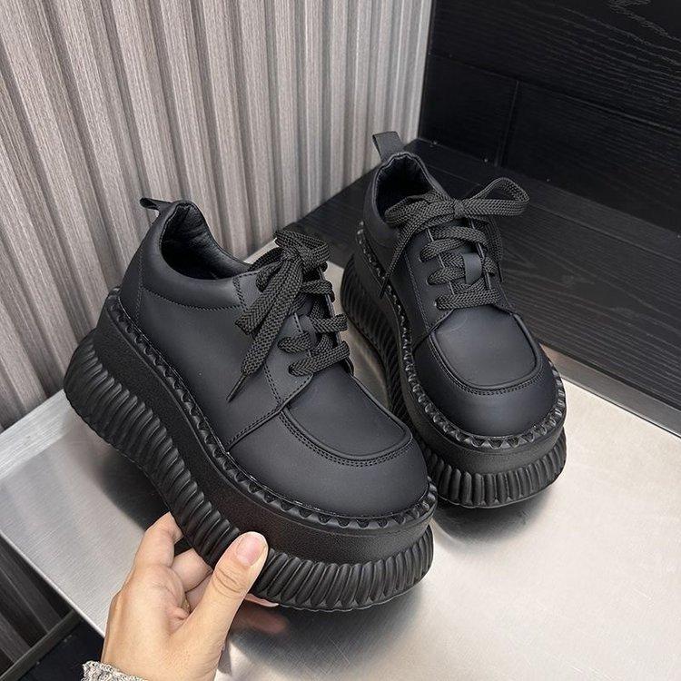 Giày Thể Thao, JINxCHOY, Phong Cách Hàn Quốc, Mũi Tròn, Màu Trơn Đế Dày, Đế Xốp, Dây Đeo Chéo PU, Dành Cho Nữ, Chống Trượt, Tăng Chiều Cao, Thường Ngày Và Thời Trang, SS24 Sneaker Shoes