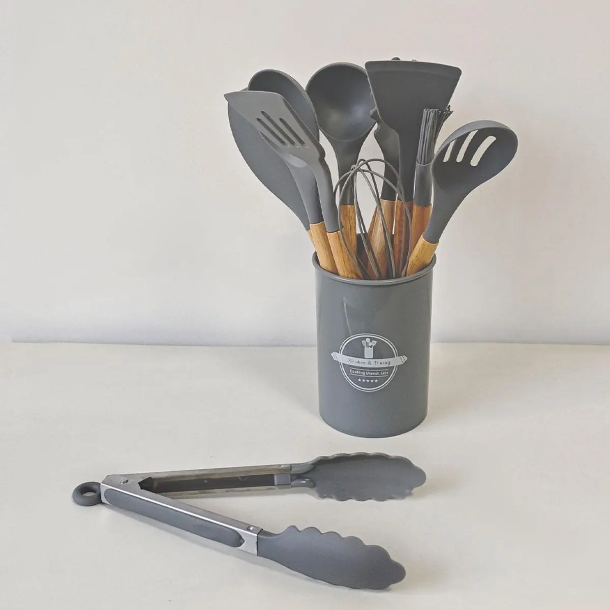 Silicone Kitchen Utensils Set, 12pcs/set Non-stick Cooking Utensils Set with Holder, Kitchen Cooking Utensils Set for Home Dining Room Barbecue