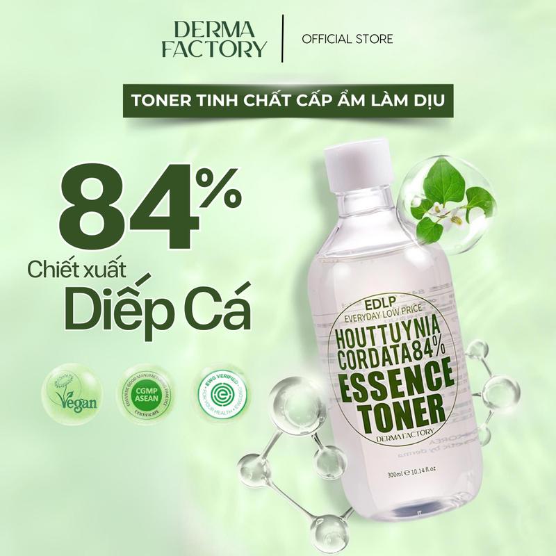 Nước cân bằng diếp cá cấp ẩm làm dịu Derma Factory Houttuynia Cordata 84% Essence Toner