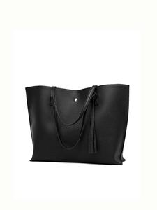 Women's Summer Solid Color Tote Bag, Large Capacity Shoulder Bag, Tote Bag for Work & Daily Use, High-quality Daily Commuting Bag, Girl Shopping Bag, School Supplies, Ladies Purse