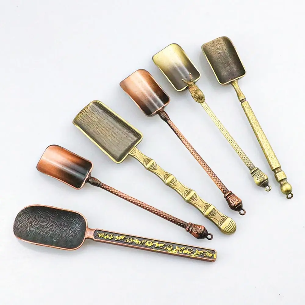 New Copper Alloy Matcha Spoon Traditional Heat-Resistant Leaf Tea Scoops Japanese Chashaku Teaware