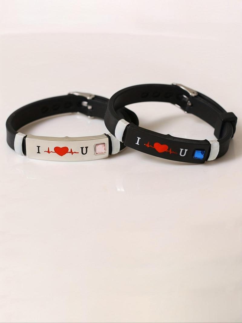 Product Introduction of Glow in The Dark Silicone Bracelet, Cute Letter Pattern Luminous Bracelet for Women & Men, Fashion Accessories for Party, Daily Decor 3