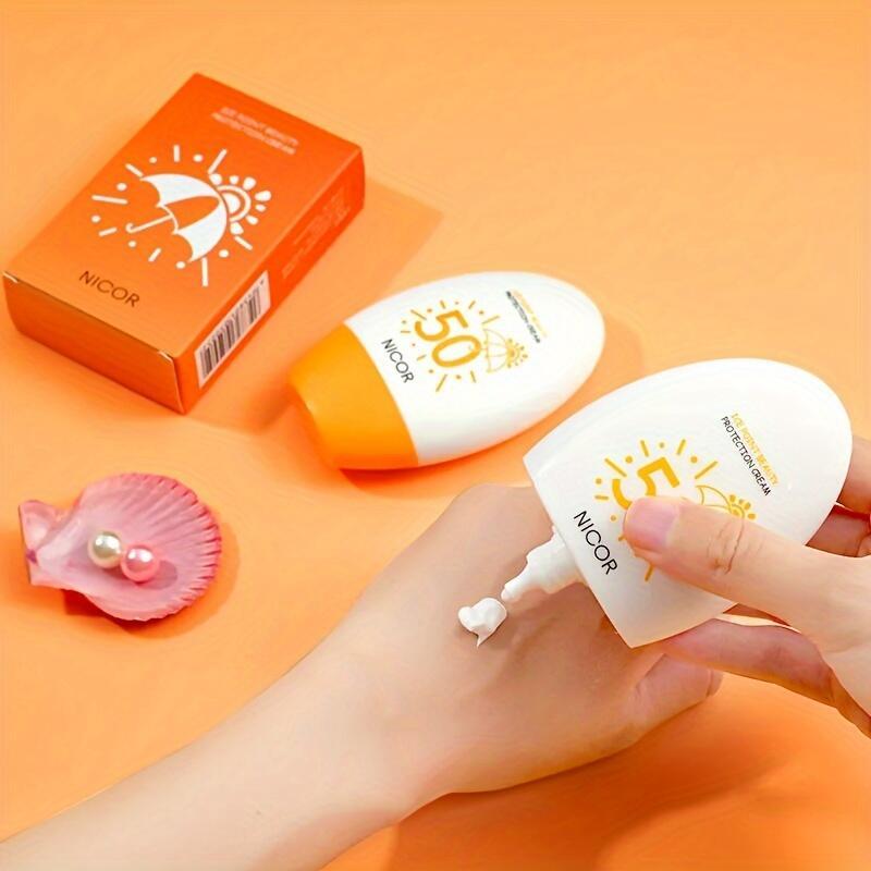 Kem Lót Trang Điểm, NICOR, SPF50PA, Kiềm Dầu, Kem Giảm Lỗ Chân Lông, Với Thiết Kế Vòng Sống, Chai Màu Trắng Và Cam, Để Thoa Kem Nền Hoàn Hảo, Kem Dưỡng Da Mặt Dưỡng Ẩm Cosmetic 1