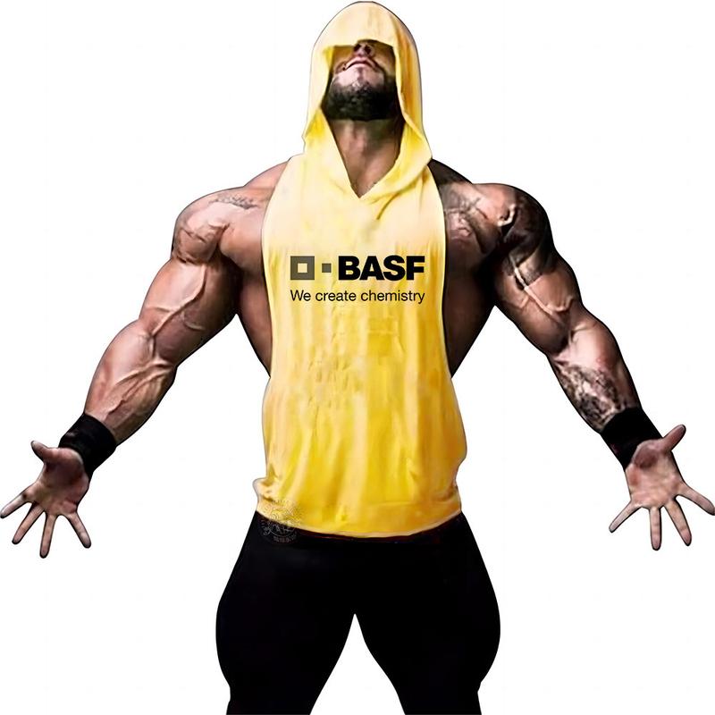 Product Introduction of Summer Men's Training Sleeveless T-shirt Printed Outdoor Camping Fitness Comfortable Hooded Breathable Quick Drying Top 7
