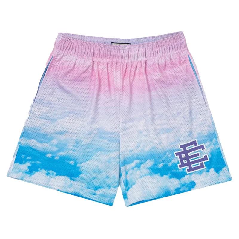 *2024 New Summer Eric Emanuel EE Basic Mesh Short Classic Floral Printed Gym Shorts Men's Gym Basketball Sports Beach Shorts 1
