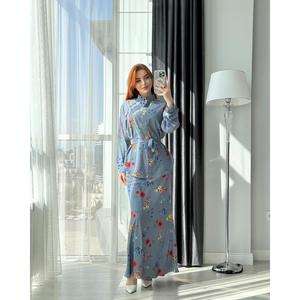 Baju Atasan Bertali Bercetak Satin Sutera, Fesyen Baharu, Skirt Panjang Elegan, Set Dua Keping