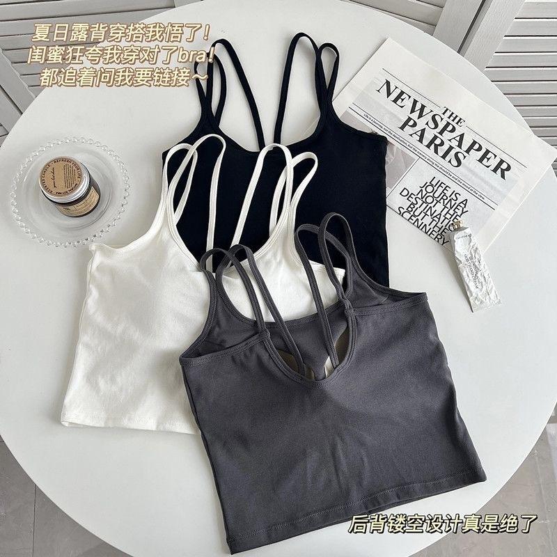 Product Introduction of Summer Korean Style Cross Camisole Women with Chest Pad One-Piece Outer Wear Short Beauty Back Wrapped Chest Bottoming Top Women 5