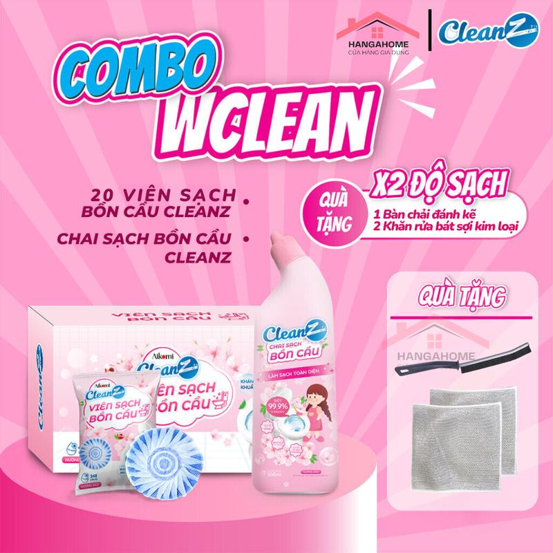 Hộp Combo 20 Viên thả làm sạch bồn cầu diệt khuẩn và tỏa hương Đào thơm mát CleanZ