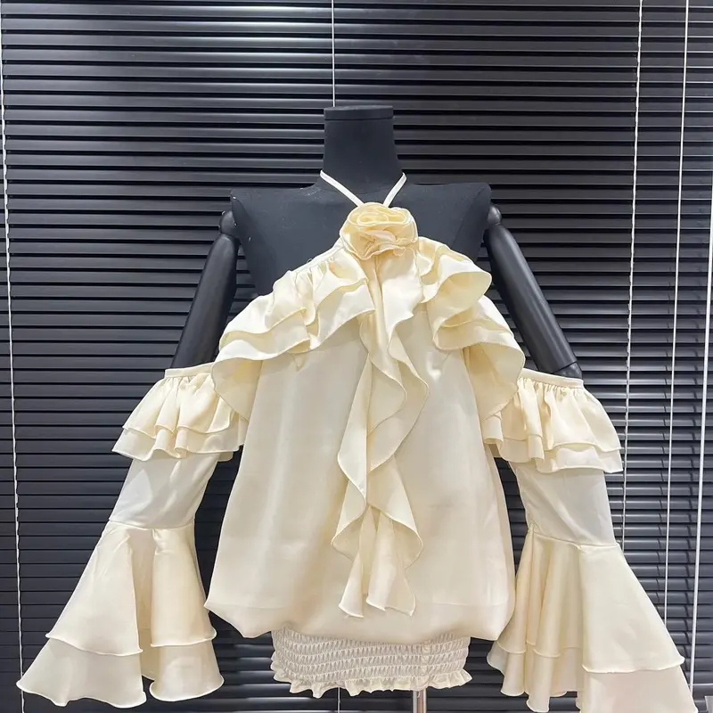 Váy nữ sang chảnh - Váy lụa rớt vai bèo hoa cổ tay loe (TL-1393) Women Dress 7