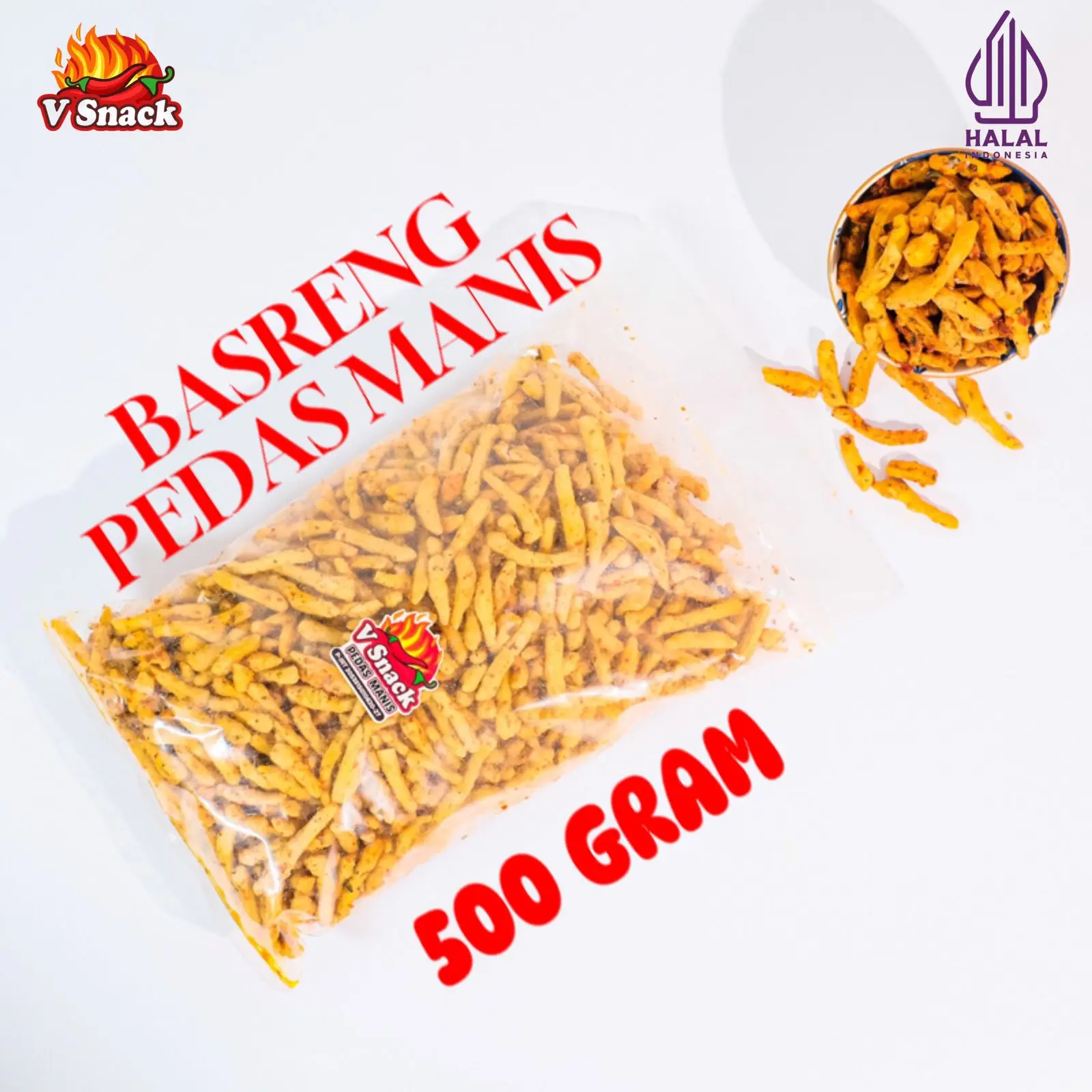 Basreng pedas manis daun jeruk purut 500gram Kering Makanan Food Snacks Keripik Goreng Snack