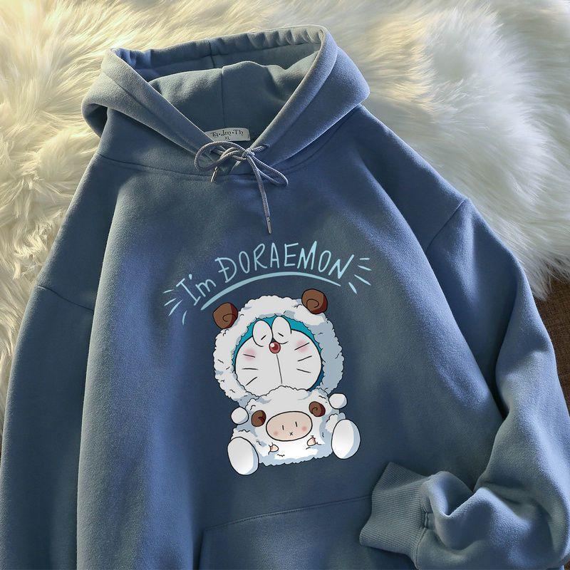 Áo Len Có Mũ Doraemon Cho Người Nổi Tiếng Trên Internet, Trang Phục Cặp Đôi, Ins, Mùa Thu Và Mùa Đông, Đa Năng, Thường Ngày, Áo Khoác Rộng, Áo, Thời Trang Nam Và Nữ 6