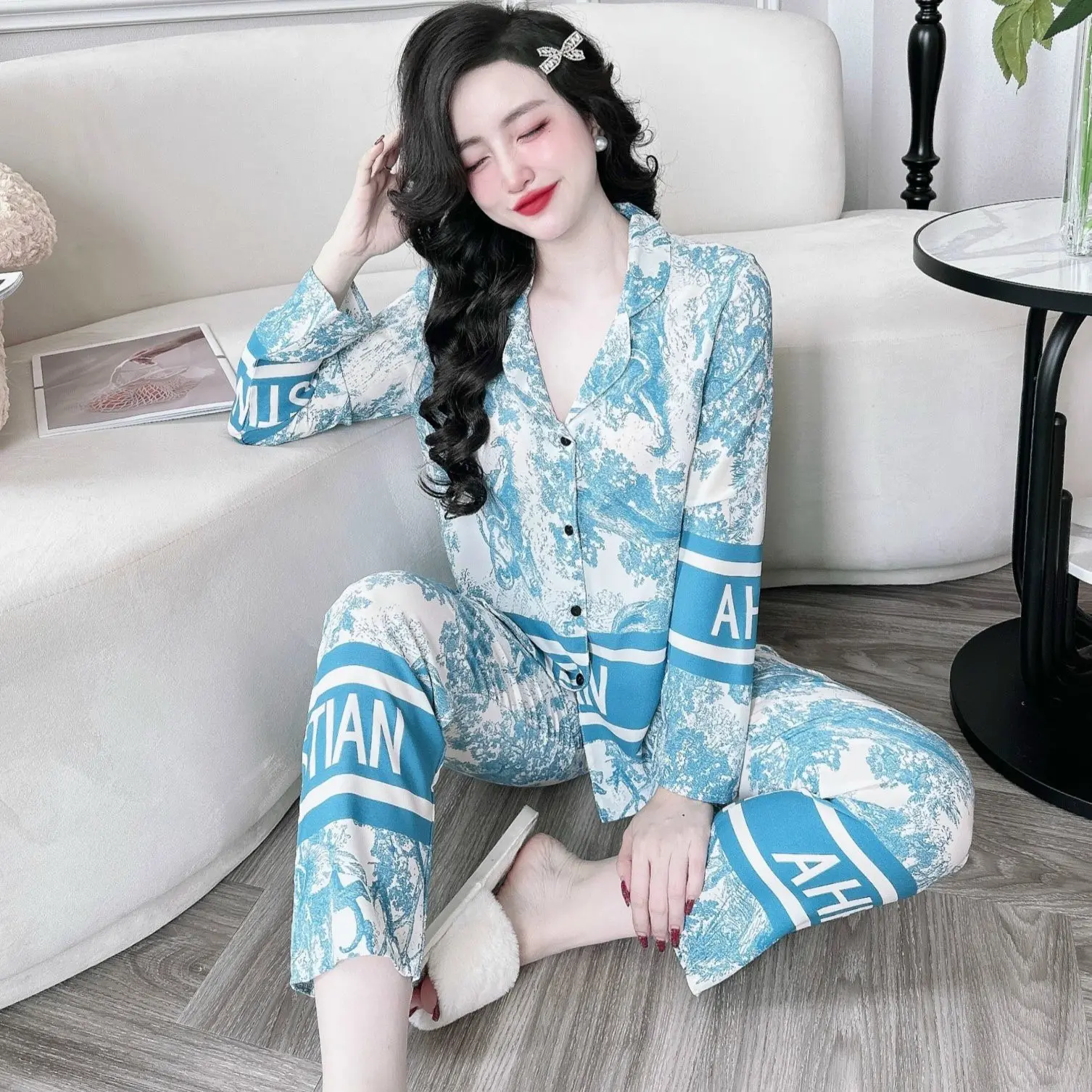 Đồ Bộ Pyjama T&P Lụa Mango Cao Cấp Họa Tiết Hươu Rừng