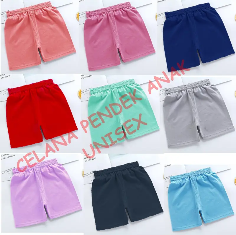 PAKET BUNDLING 6PCS CELANA PENDEK ANAK POLOS 6BULAN - 12 THN Cewe Cowo Unisex Bunda 0