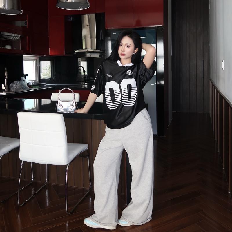 Áo New Jersey Thể Thao Ngắn Tay ZNATION Form Rộng Unisex Nam Nữ Cổ Chữ V Hình In Lụa 6