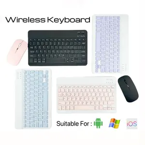 Set Keyboard dan Mouse Bluetooth Nirkabel 3-in-1 10-Inci, Portabel dan Senyap untuk Tablet IPAD
